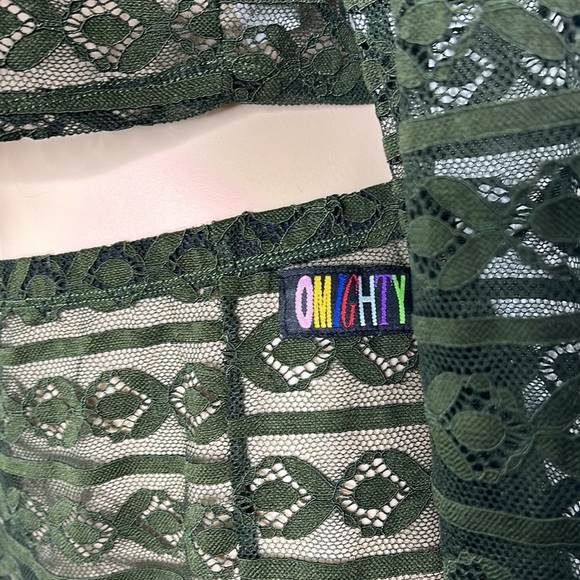 Omighty sheer mesh lace long sleeve crop top skirt two piece party duo - Picture 4 of 6